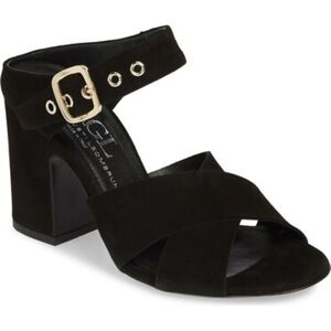 AGL Black Suede Block Heel Sandals